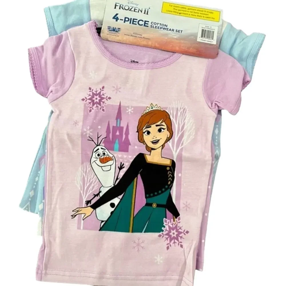Disney Girl's Frozen Pajamas 4 Piece Cotton Set Size 2T NWT